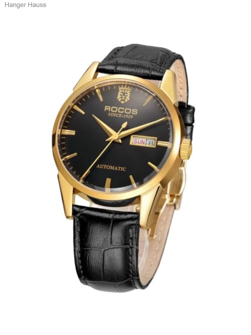 Men's Automatic Skeleton Watch with Leather Strap, Mechanical Self-Wind